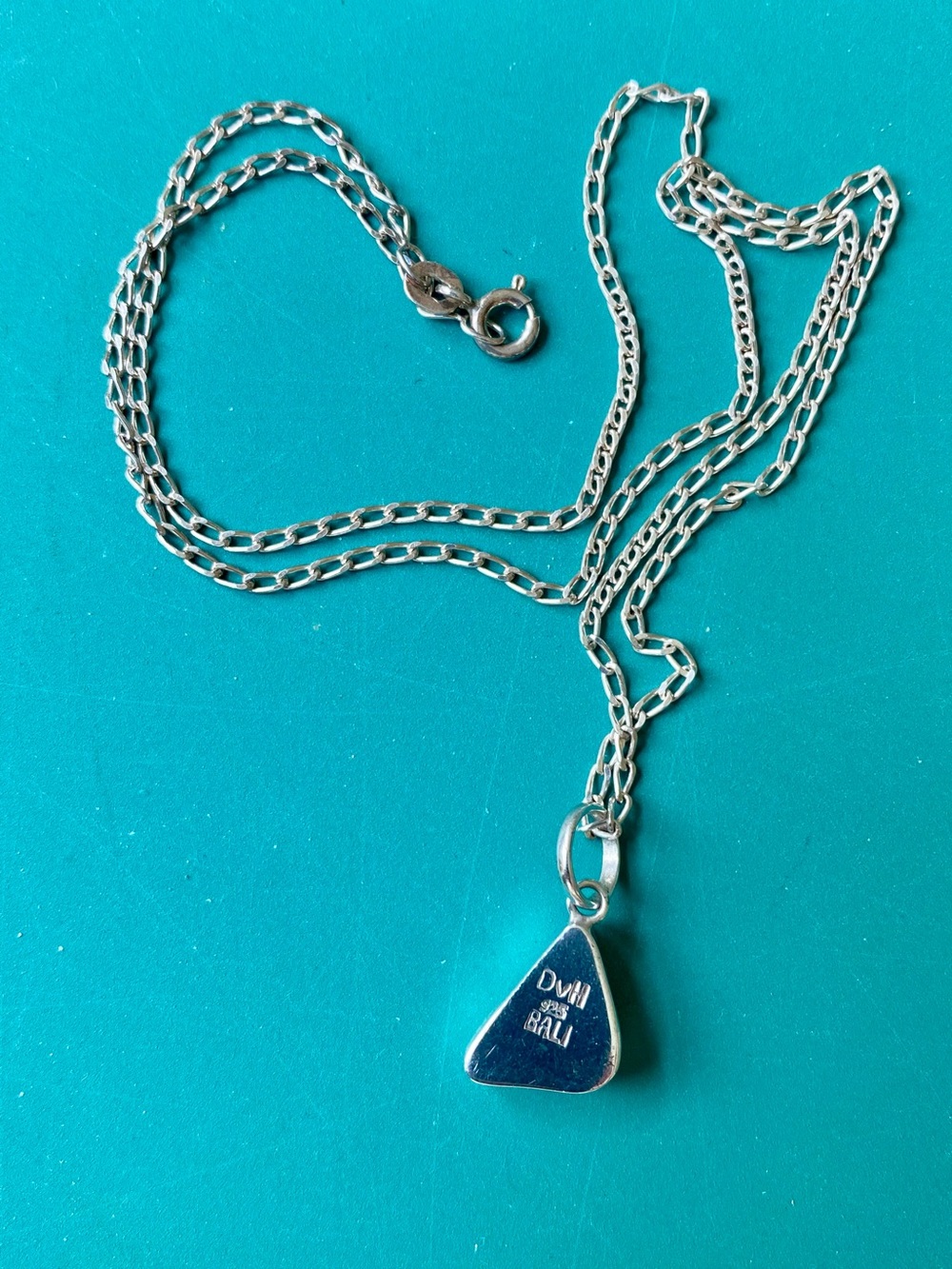 Handmade Sea Glass & Sterling Necklace, signed DvH 925 BALI (by Betty Belts) - Picture 3 of 10